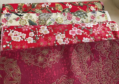 5 X 20x25cm  Craft Cushions Quilting Japanese Embossed Gold Pinks Stunning • £2.99