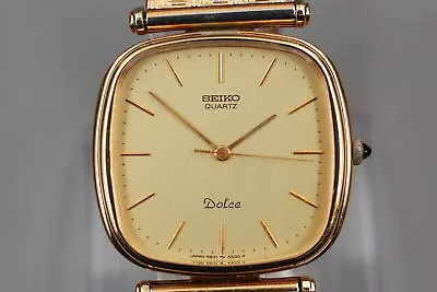 [Exc+5] Vintage Seiko Dolce 5931-5400 Gold Square Quartz Men's Watch From JAPAN • $99.90