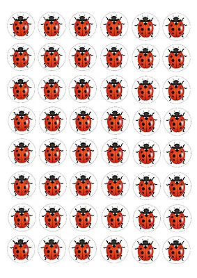 48 Edible Ladybird Mini Iced Icing Fondant 2.9cm Cupcake Toppers Cake • £4.50