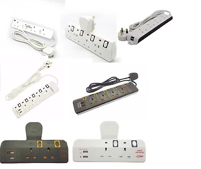 £16.95 • Buy 2/3/4 Way Extension Lead Gang Neon Adapt Port Usb Port With Surge Protection New