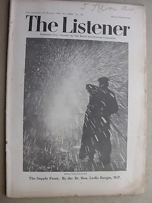 THE LISTENER Mar 28 1940 John Betjeman Strasbourg Peter Warlock Baltic Huw Menai • £15