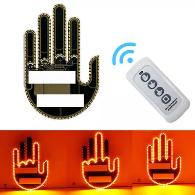 1x Car Middle Finger LED Lights With Remote Control Road Angry Sign Rear Window  • $39.44