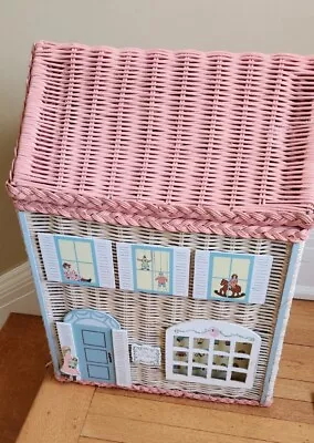 Vtg Wicker Rattan Toy Storage Box Basket Laundry Hamper  The Doll Shoppe   • $137.88