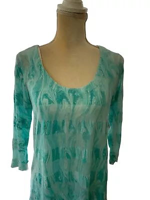 Miracle Body Tunic Length Top  By Miraclesuit M Aqua Blue Inner Support Liner • $21