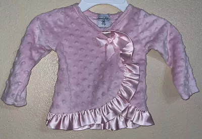 Mud Pie Mudpie Baby  9 -12 Mo. Snap Cardigan Robe Sweater Top Pink Minky Satin • $14.99