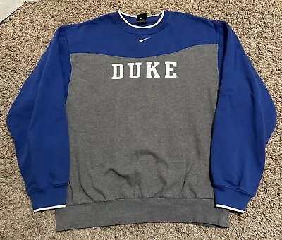 Vintage Nike Mens Sweatshirt Duke University Medium Center Swoosh Crew Blue • $31.98