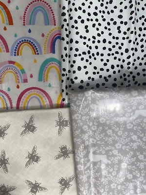 Cotton Oilcloth Offcuts Remnants Crafts 4x Designs Bee Print Rainbow Bunny Spots • £5