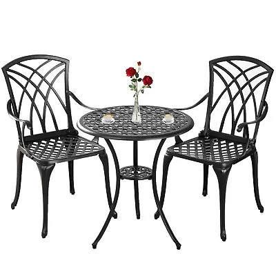 Bistro Set 3 Piece OutdoorMetal Iron Outdoor Bistro Table And Chairs Set Of 2 • $149.99