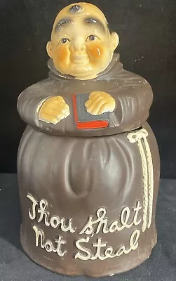 Monk Cookie Jar Thou Shall Not Steal Small Chip Vintage • $23.99