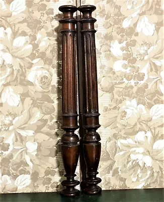 $169 • Buy Pair Victorian Column Baluster Wood Carving Antique French Architectural Salvage