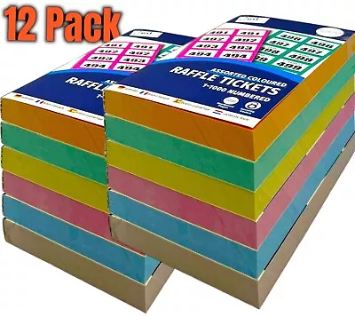 12 Pack Books Of Cloakroom Raffle Tombola Draw Tickets Numbered 1 - 1000 NEW • £18.99
