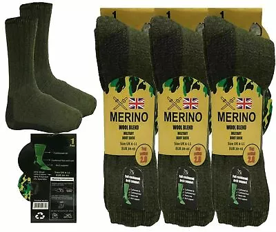 Mens Merino Wool Soft Warm Wool Blend Military Boot Hiking Walking Socks M20-03 • £59.99