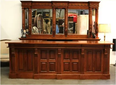 Mahogany Home Bar Pub Shop Or Store Counter 10 Ft Long Hand Crafted • $14850