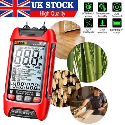 Digital Moisture Detector Damp Meter Wood Brick Screed Wallpaper Caravan Tester! • £21.79