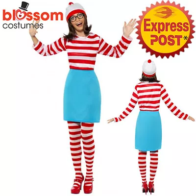 CL192 Wheres Wally Ladies Fancy Dress Costume 80s Wenda Womens Cartoon Book Week • $46.95