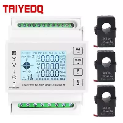 Din Rail 3 Phase Energy Monitor Consumption Power Meter Kwh Ammeter With 3pcs Rs • $111.99