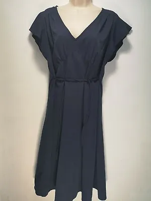 Marks And Spencer Navy Blue Capped Sleeve Shift Dress - Size 12 (552y) • £5.27