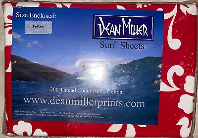 Dean Miller Hawaiian Surf Bedding Full Sheet Set Floral Hibiscus Flat Fitted New • $52