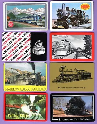 8 Single Swap Playing Cards TRAIN ADS RAILROAD SOUVENIR SOME VINTAGE DECO • $3.59