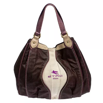 Etro Brown Paisley Printed Coated Canvas Hobo • $321.30
