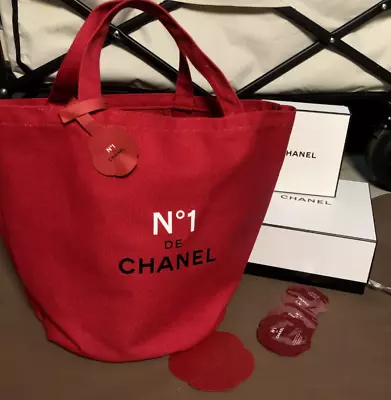 CHANEL Beauty Gift N°1 Red Canvas Bag Shopping Tote Limited Edition Only Bag • $59.99