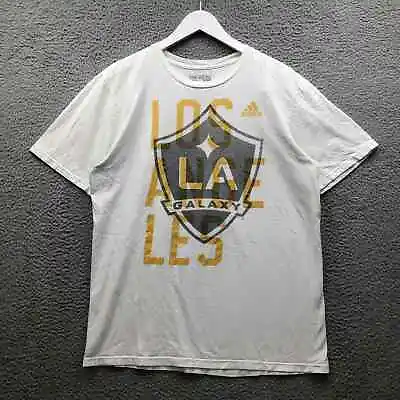 LA Galaxy Adidas T-Shirt Men's Large L Short Sleeve Graphic Crew Neck White • $9.99