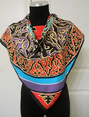 $11.99 • Buy SHIRLEY Women's Multi-Color Geometric Designs 100% Silk Scarf