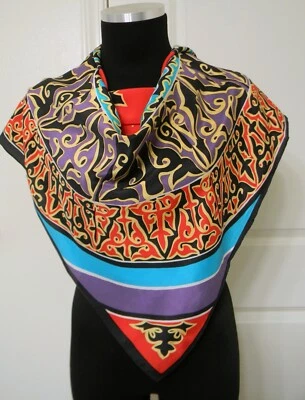 $11.99 • Buy SHIRLEY Women's Multi-Color Geometric Designs 100% Silk Scarf