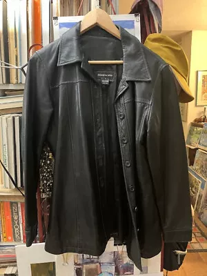 Elements By Vakko Women's Black Leather Jacket (L) • $39.99