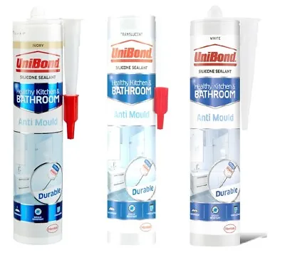 UniBond Anti-Mould Bathroom & Kitchen Sealant White Ivory Translucent • £11.99