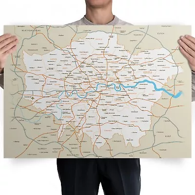 Detailed Educational Map Of London Boroughs Poster Print A5 A4 A3 A2 A1 • £4.99