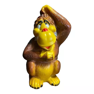 Vtg Monkey Holding Banana Coin Kids Bank Hard Plastic 12.5  Bankers Systems Inc • $24.50