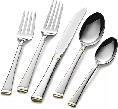 Mikasa Harmony Flatware Set 5 Piece Gold Accent Stainless Steel • $29.99
