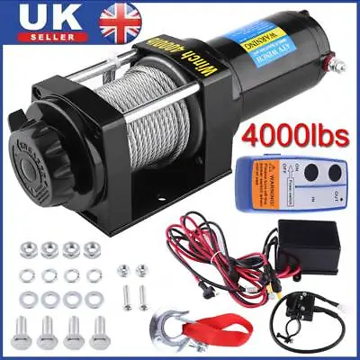 Wireless -Electric Winch 4000lb 12V Recovery ATV Boat Hoist Trailer With RC UK • £91.69