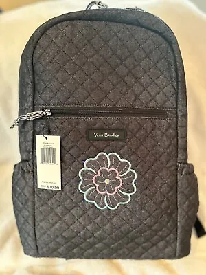 Vera Bradley DENIM NAVY BACK PACK NEW WITH TAGS FLOWER PATTERN ZIPPER POCKETS • $39.39