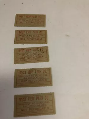 5  Ride Tickets 1959 At West View Amusement Park Near Pittsburgh  • $9.95