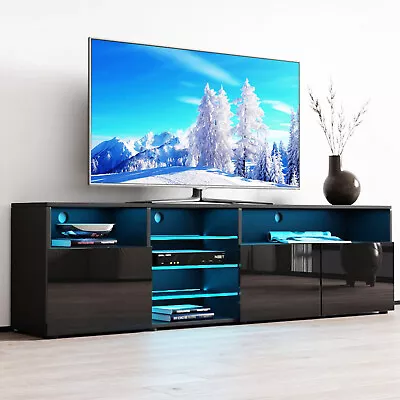 Modern Glossy TV Stand LED Entertainment Unit Console Media Table For 65  70  TV • $145.34