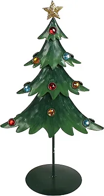 Metal Christmas Tree Tabletop Decorations 15.5inch H Hand Painted ChristmasTree • $25.99