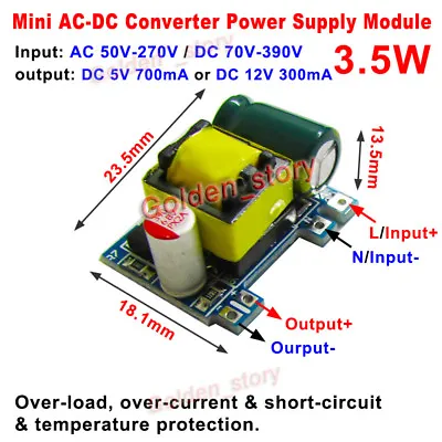 Mini AC-DC Converter 110V 120V 220V 230V To 5V 12V Switching Power Supply Board • $2.06