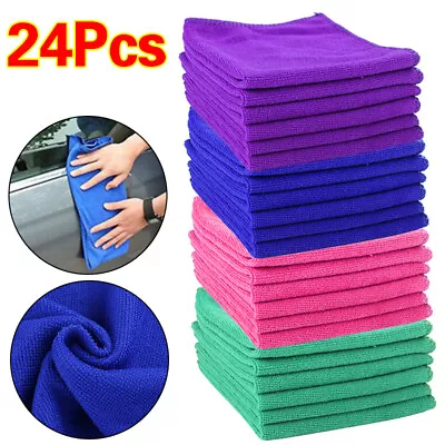 24 X LARGE MICROFIBRE CLEANING AUTO CAR DETAILING SOFT CLOTHS WASH TOWEL DUSTER • £8.49