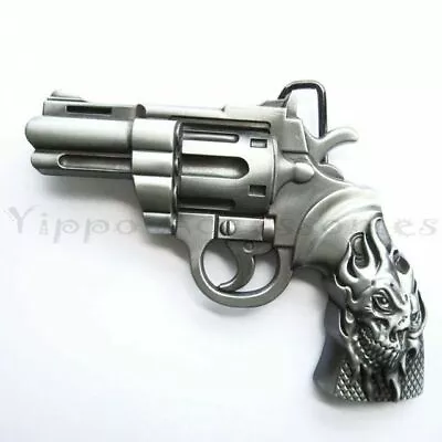 Revolver Gun W/ Skull Tattoo Metal Fashion Belt Buckle • $9.99