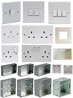 £4.79 • Buy Electric Mains Wall Plug Sockets Light Switch Backbox Lighting HIGH QUALITY