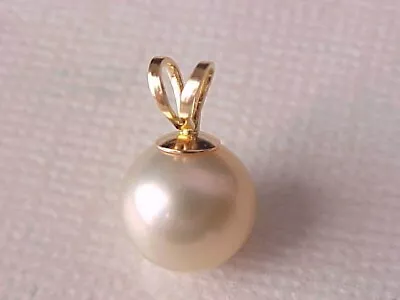 8.5mm Aaa Champagne Saltwater Pearl Pendant Solid 14k Yellow Gold • $45