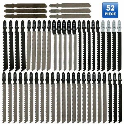 52Pcs T Shank Jigsaw Blades Tool Set Wood & Metal Fit Bosch Dewalt Makita Etc UK • £8.99