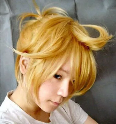 Vocaloid 2 Kagamine Len Cosplay Wig Wig Blonde Yellow Gold Short Short Braid • $30.87