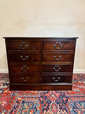 Fabulous Quality Leather Topped Mahogany Double Fronted Filing Cabinet • £295