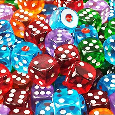100Pcs/Pack Coloured Dice Sets Six Sided Dice For Board Games 14mm Replace Dice﹤ • £15.99