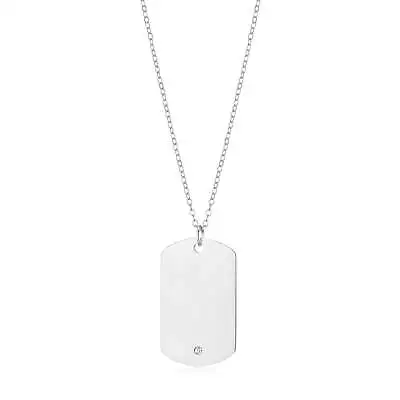 Men's Stainless Steel Dog Tag Necklace Created With Zircondia® Crystals • £8.99