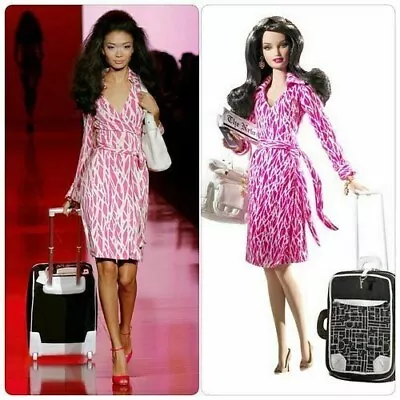 6 8 Diane Von Furstenberg Jeanne Barbie Vintage Pink Twigs Silk Wrap Dress • $325