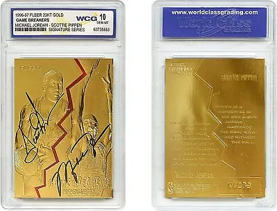 FLEER MICHAEL JORDAN SCOTTIE PIPEN Dual AUTOGRAPH 96/97 GEM 10 23KT GOLD CARD • $29.95